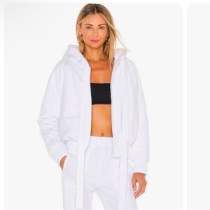 NWT Norma Kamali White oversized Hooded bomber Jacket